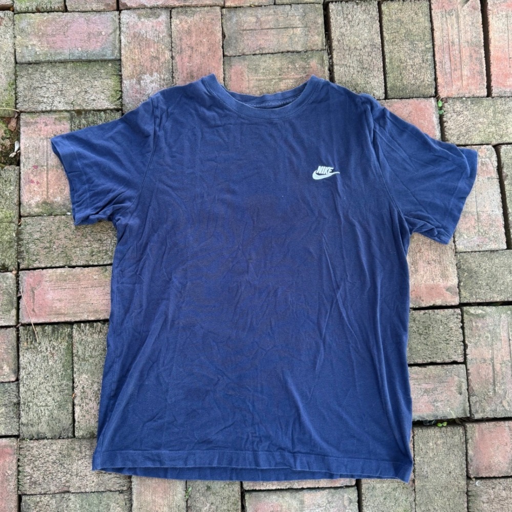Nike Mens Short Sleeve Cotton Futura Logo T-Shirt Navy Blue Large‎ RN56323